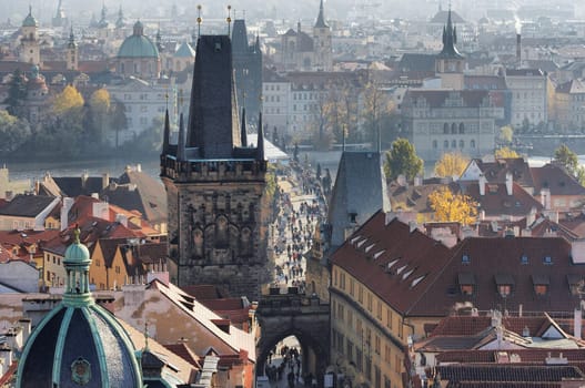 Two bridge towers in the Charles bridge, Lesser Town, Prague