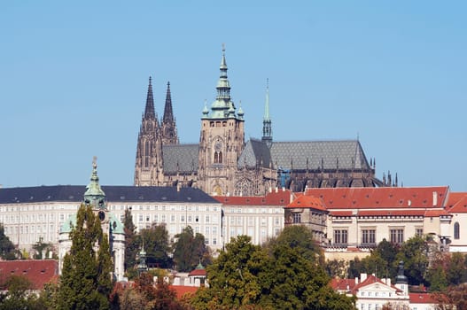 Prague castle -  spacious residential  area dominantly located above the town, Czech Republic