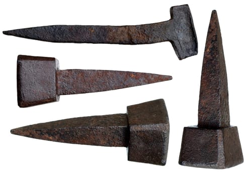 Detail of the old rusty nails - tangs