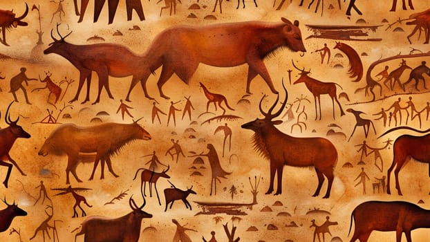 Remembrances of a fairy land - abstract composition in the style of cave paintings