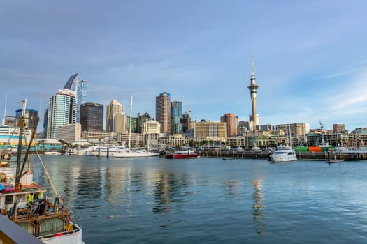 Auckland, New Zealand - 22 May 2023: The marina with Auckland city in the background, New Zealand