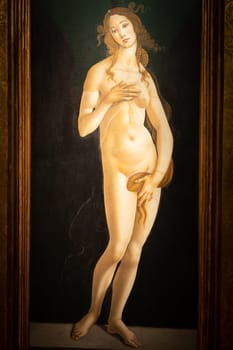 Turin, Italy - April, 2023: the painting of Venus by Sandro Botticelli, oil on canvas, 1490