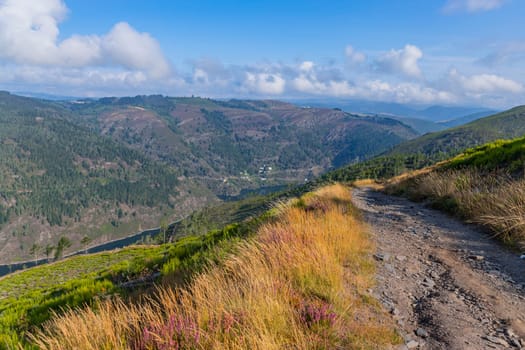 Water reservoir close to Grandas de Salime, beautiful landscape along the Camino de Santiago trail, Asturias, Spain