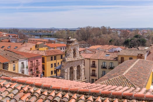 Zamora city rooftops with view to the Duero River, Zamora, Spain