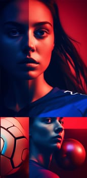 stylish sports poster in red and blue shades.