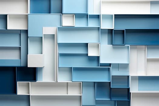 Futuristic Geometric intricated 3D wall in light blue and white color