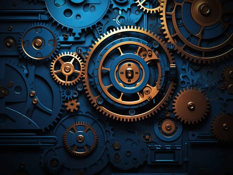 Cogs and gear wheel mechanisms. Hi-tech digital technology and engineering. Abstract technical background.