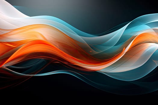 Swirl Futuristic bright Geometric intricated 3D waves in orange, blue and white colors.