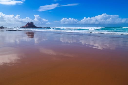 Beautiful empty beach in Algarve west coast, Portugal
