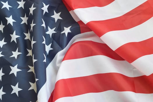 United States of America waving flag with many folds. Patriotic background for 4th July Day design