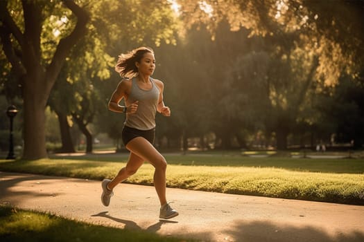 Beautiful woman exercising in the morning in the park.
