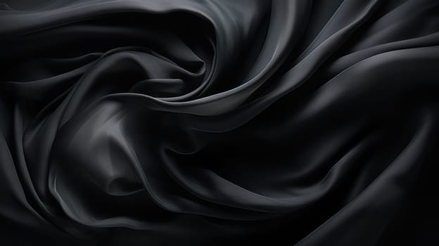 Black satin silk background, elegant luxury fabric lightness.