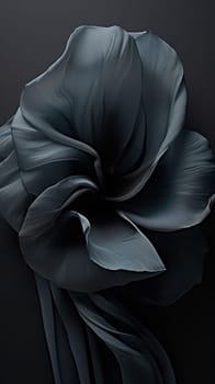 Black satin flower with silk elegant petals on a black background
