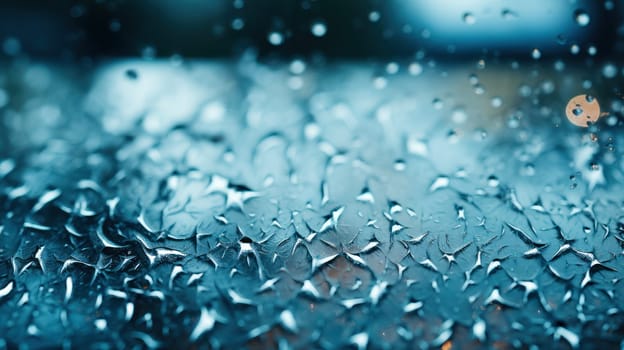 Water drops on transparent glass after rain as a background image. Copy, empty space for text