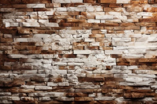 Red White Wall Background. Old Grungy Brick Wall Horizontal Texture. Brickwall Backdrop. Stonewall Wallpaper. Vintage Wall With Peeled Plaster. Retro Grunge Wall. Brick Wall With White Uneven Stucco