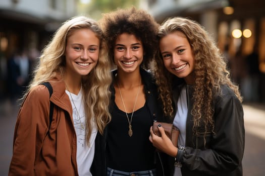 cheerful college student friends posing for the camera.