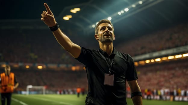 Professional soccer referee on the grand arena.