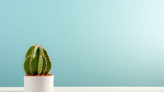 Minimalistic and modern background with cactus on light background with copy space.