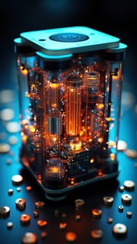 Quantum computer. Abstract quantum computing circuit with futuristic design.A fictional depiction of a quantum computer.