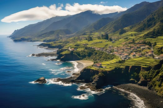 Landscape with Seixal village of north coast, Madeira island, Portugal.