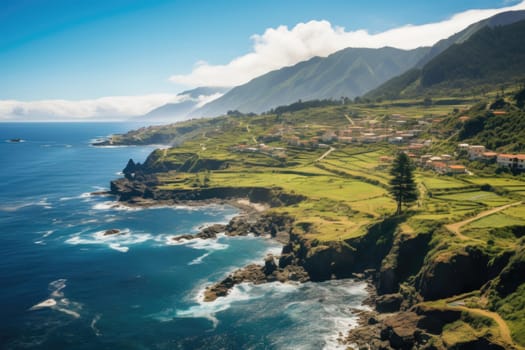 Landscape with Seixal village of north coast, Madeira island, Portugal.