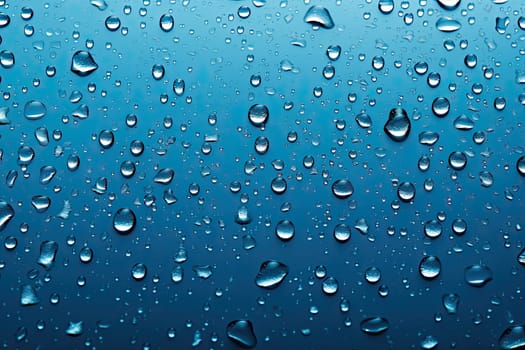 Water Drops On Blue Background.