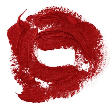 A smear of red thick consistency with glitter, round shape