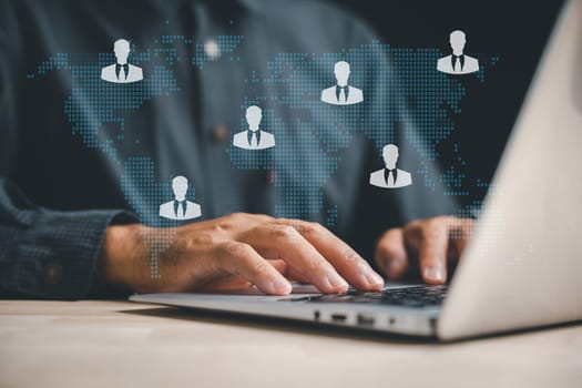 Digital HR Recruitment, Human resource manager uses online technology to review CVs and select the perfect employee. Embracing modern HR technologies for efficient talent acquisition. human resources