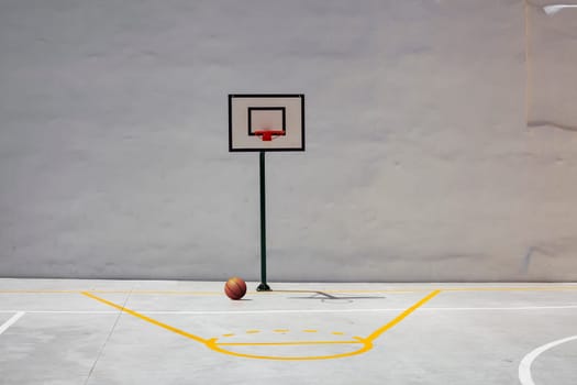 Basketball Hoop and Court With White Backboard with Room for Copy