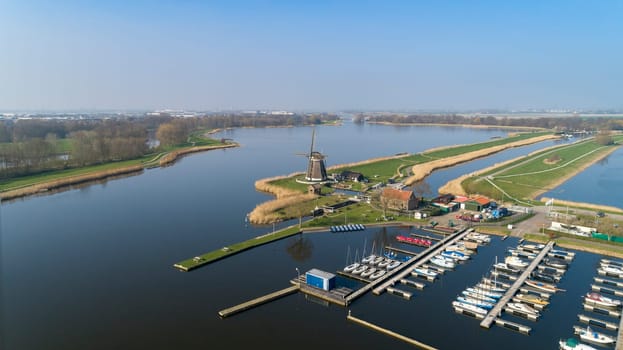 Unique old, authentic, real working Traditional Dutch windmills in The Netherlands