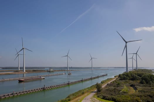 Volkeraksluizen lake krammer. Drone photograpy from the delta works in noord brabant in the Netherlands