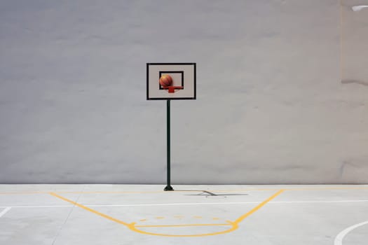 Basketball Hoop and Court With White Backboard with Room for Copy