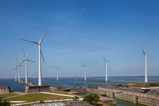 Volkeraksluizen lake krammer. Drone photograpy from the delta works in noord brabant in the Netherlands