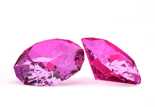 Pink gems or diamonds white background