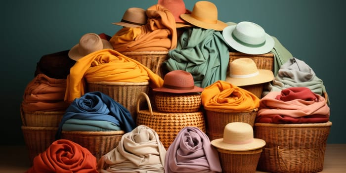 a pile of clothes prepared by volunteers to help the poor and homeless or victims of disasters and natural disasters. volunteer assistance and movement.