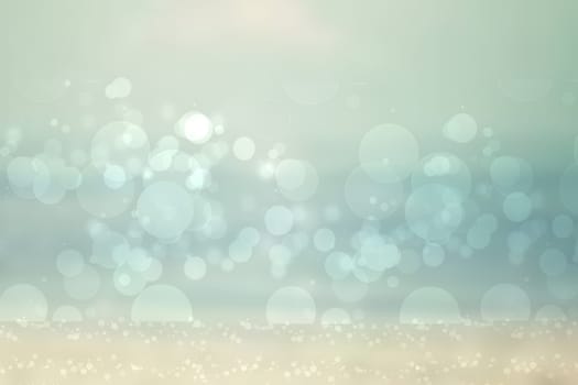 Abstract gradient light blue turquoise yellow green shiny blurred background texture with circular bokeh lights. Beautiful fresh backdrop. Space for design.
