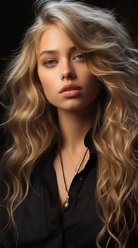 sensual portrait of a blonde with wavy hair. banner or poster for a beauty salon