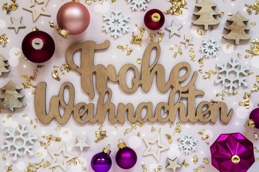 German Wooden Text Frohe Weihnachten, Means Merry Christmas In English, With Wooden Background, Flatlay, Christmas Decor, Winter Background