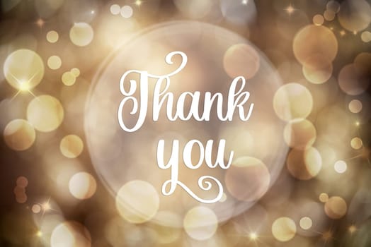 Golden Christmas Background, Festive, Blurry Bokeh Holiday Background With Text Thank You