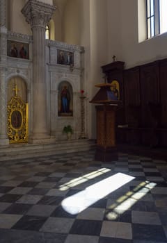 Ethereal light coming through the gothic church window
