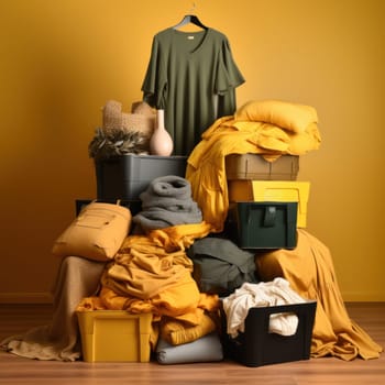 clothing collected by people and prepared by volunteers to help the poor and homeless or victims of disasters and natural disasters. volunteer help and movement. second life of things.Generative AI