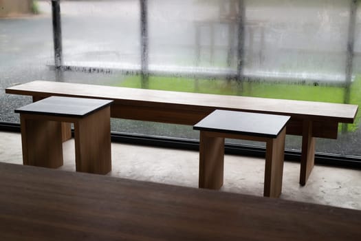 Looking at the rain through the window, stock photo