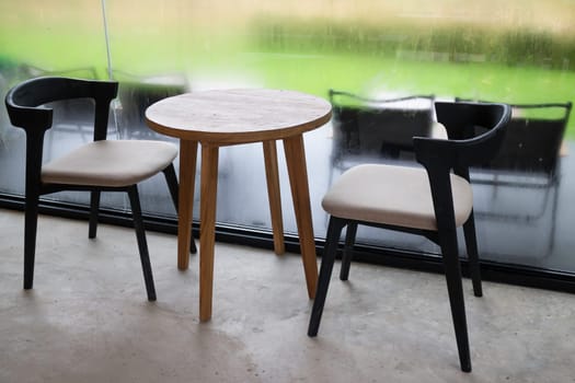 Looking at the rain through the window, stock photo