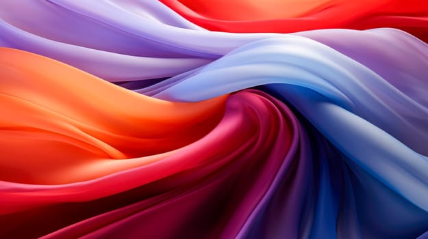 An abstract forms with waving colored fabric. Abstract  flying textile background. AI generated