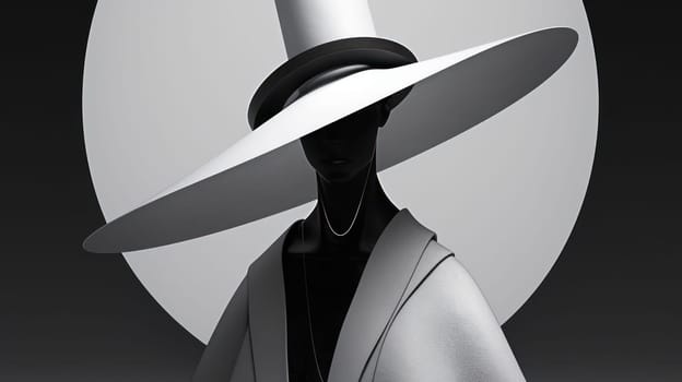 Portrait, ideal shapes and lines, Avant-garde with sculpture, Monochrome minimalist palette.Generative AI