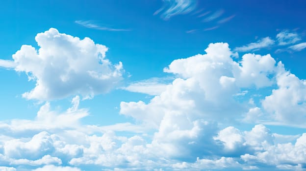 Aerial view of Blue sky and Cloud Top view from airplane window,Nature background.Generative AI