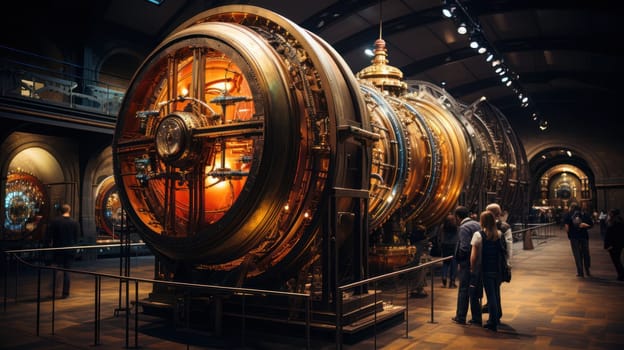 layout of the Particle Accelerator in the museum.The Large Hadron Collider.Generative AI