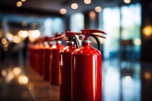 Group of tank of fire extinguishers, Emergency equipment when fire.Generative AI