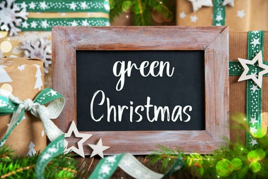 Text Green Christmas And Green, Sustainable Christmas Decoration, Winter Decoration, Eco-Friendly
