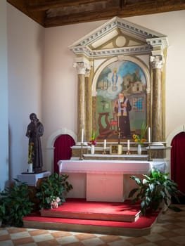 Herceg Novi, Montenegro Altar of small church of Leopold Mandic in historic part of Herceg Novi